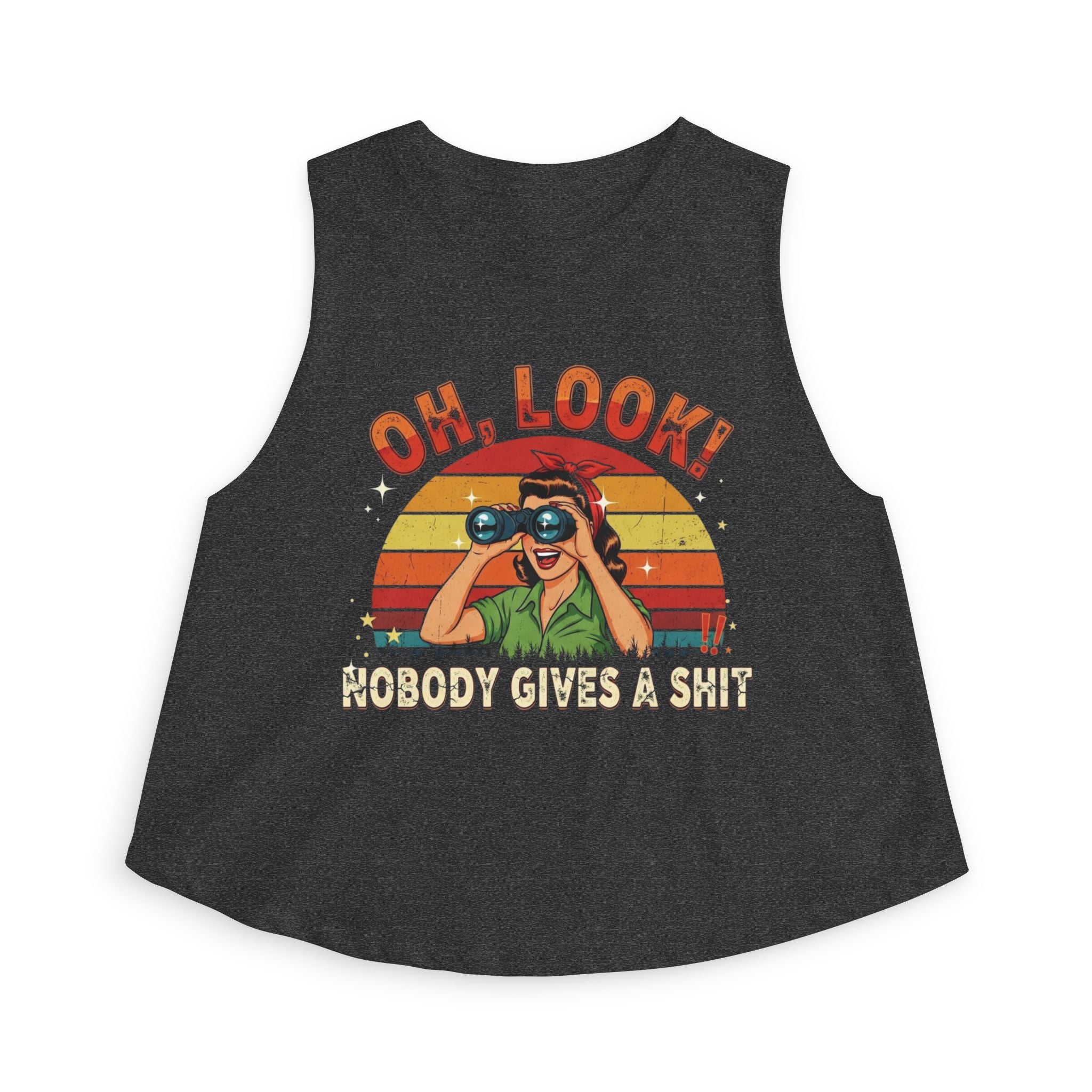 Crop Top — "Oh Look! Nobody Gives a Shit" Retro Graphic