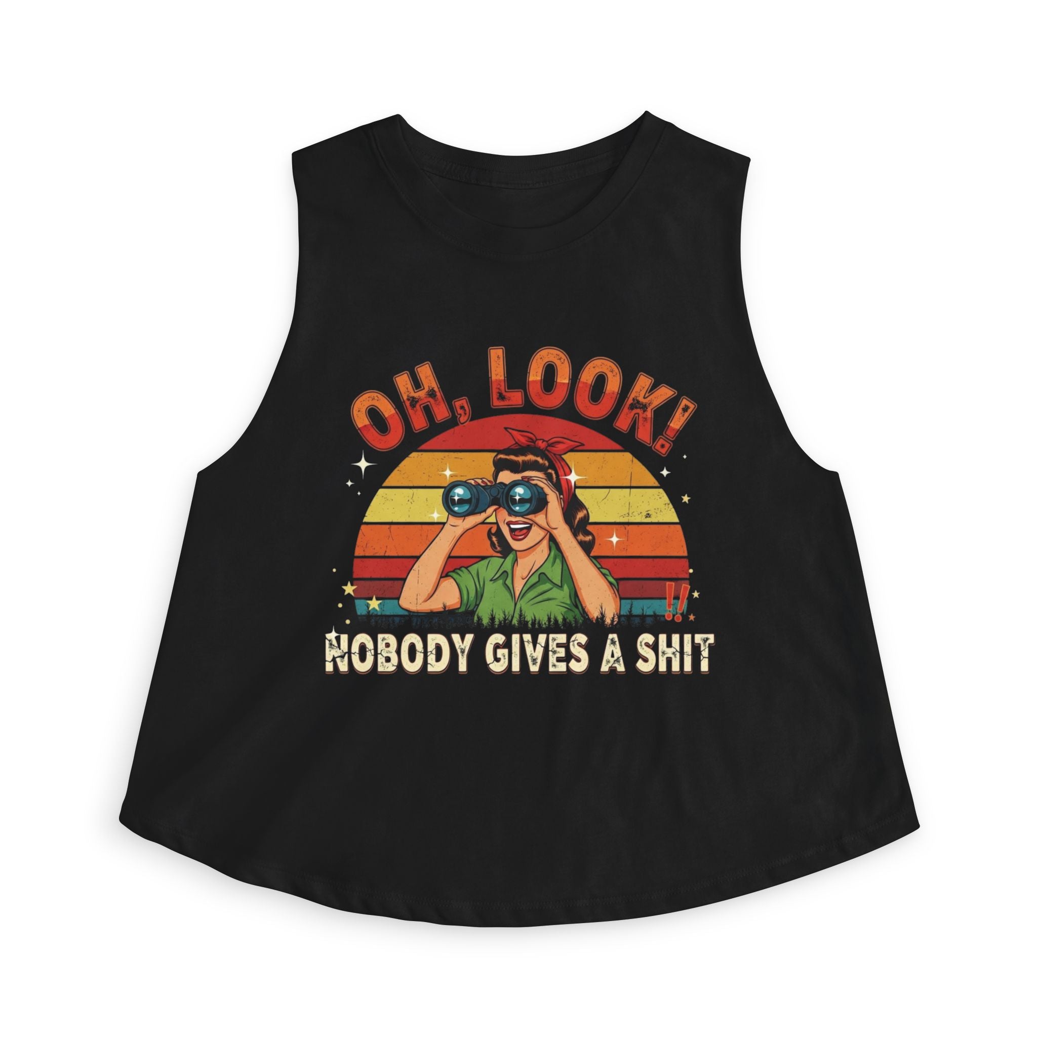 Crop Top — "Oh Look! Nobody Gives a Shit" Retro Graphic